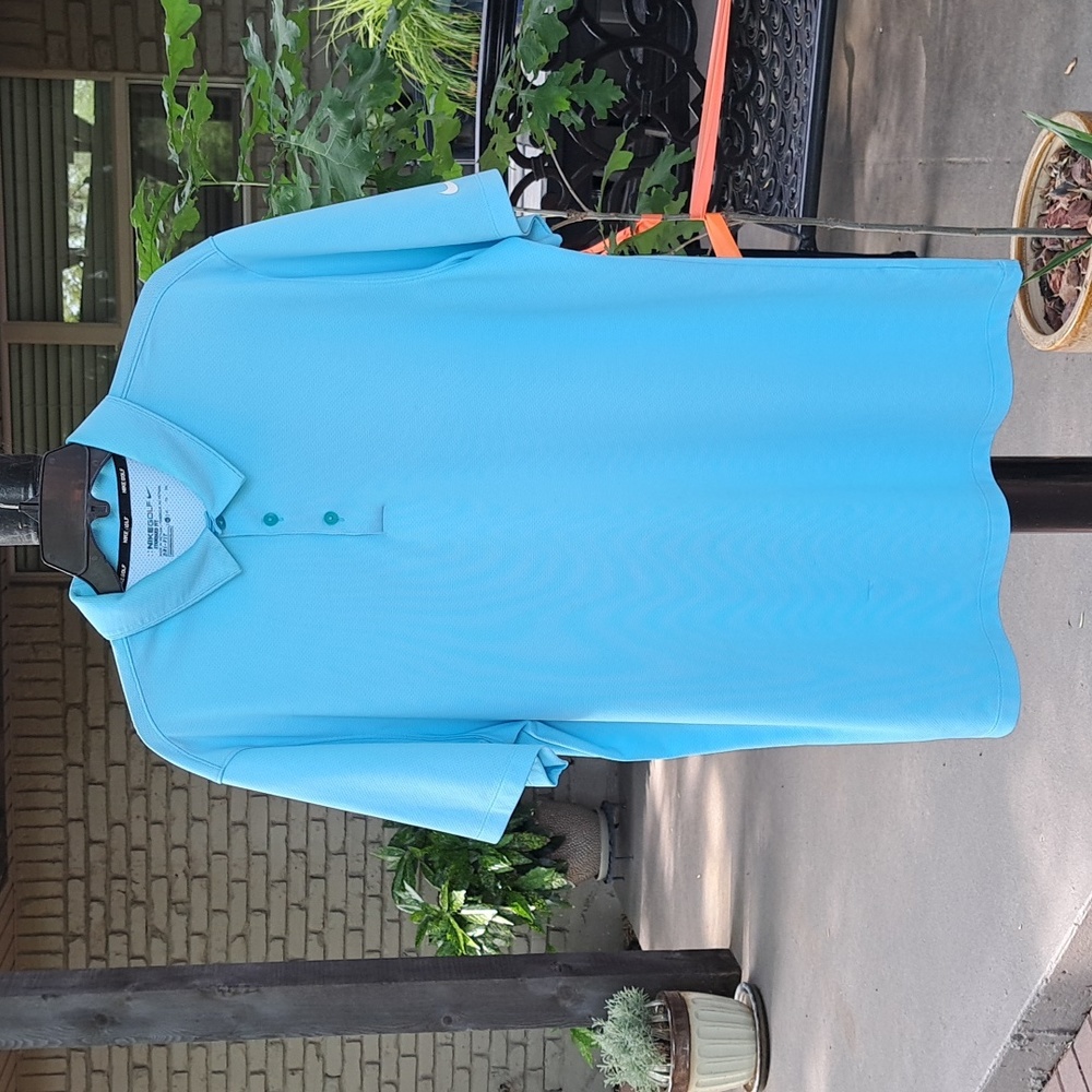 Men's Nike Dri-Fit golf shirt, size XL, aqua blue